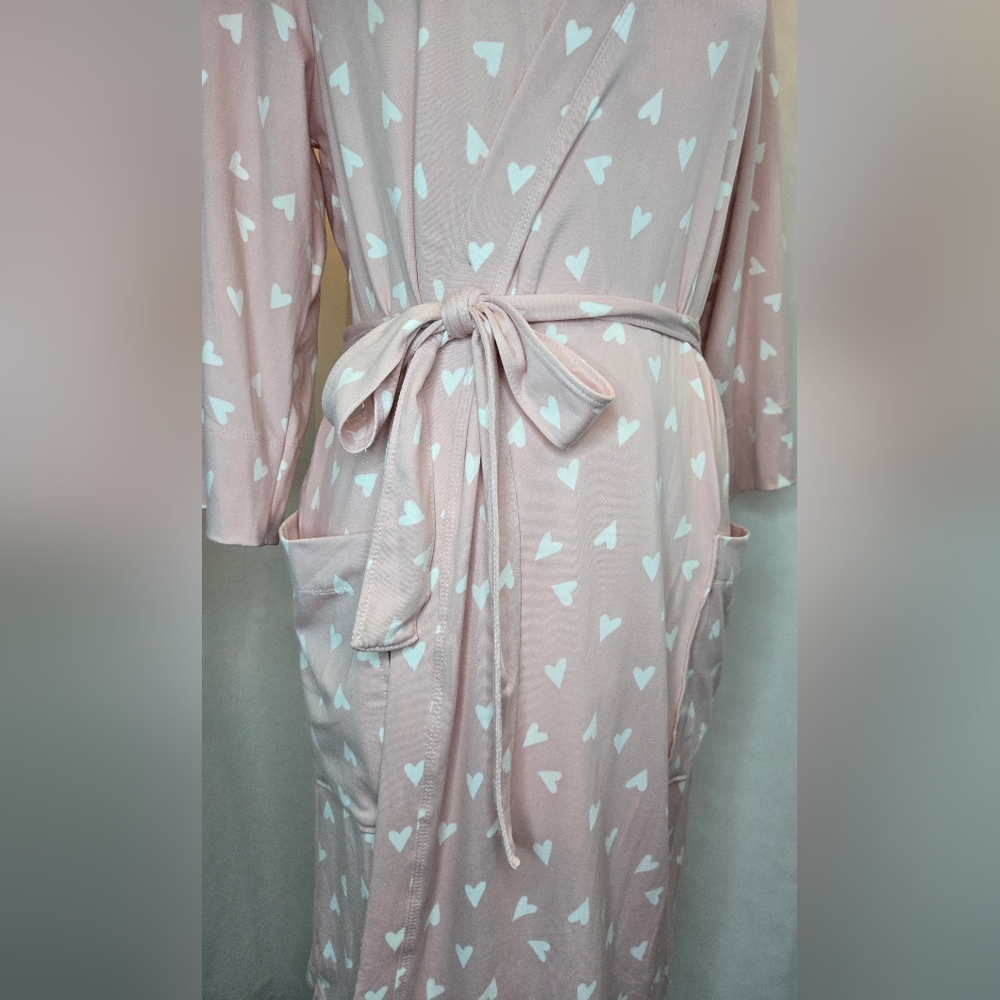 Star & Skye By: Pj Salvage Pink Heart Print Women's Robe - Picture 11 of 12